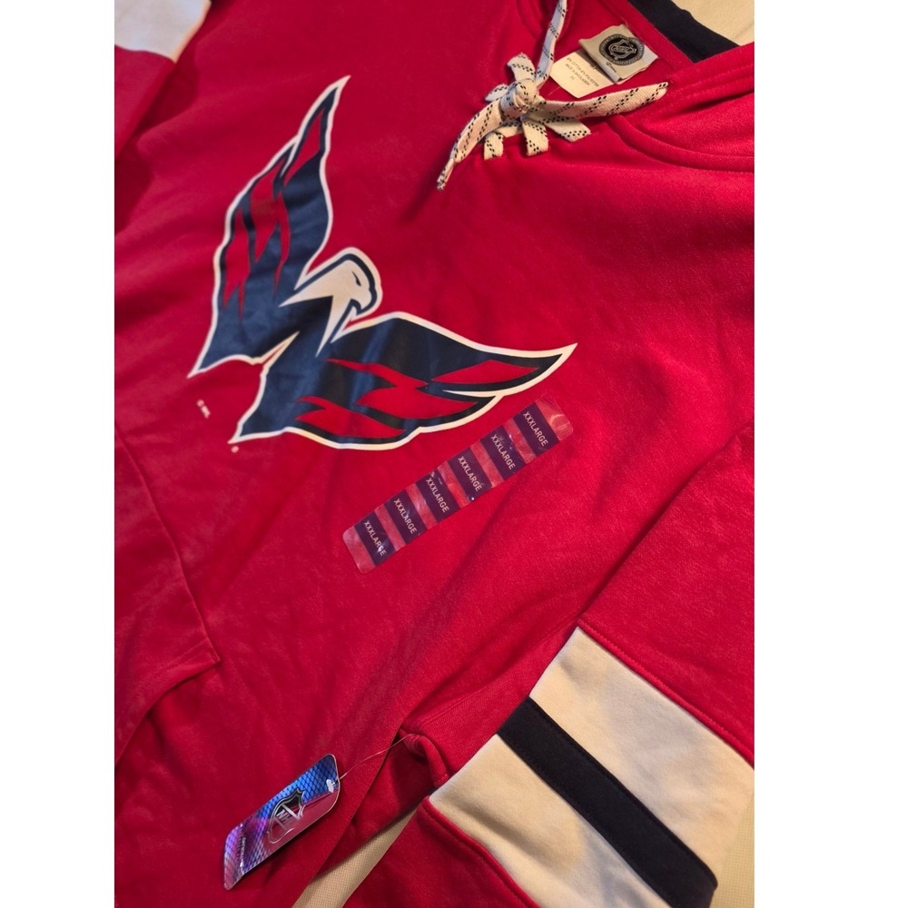 NHL Washington Capitals Hoodie Mens 3XL Red New Lace Up Hockey Sweatshirt - Picture 5 of 7